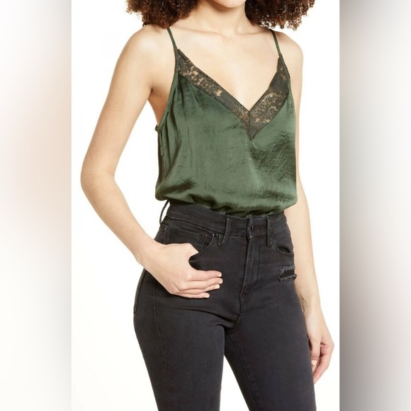 Socialite bodysuits satin style lace v neck NWT size large - Picture 1 of 4